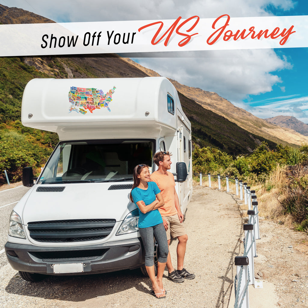 Travel Tracker - 50 State Sticker Map for RV's, Cars, Trucks, and Luggage