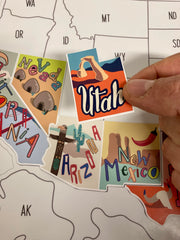 Travel Tracker - 50 State Sticker Map for RV's, Cars, Trucks, and Luggage