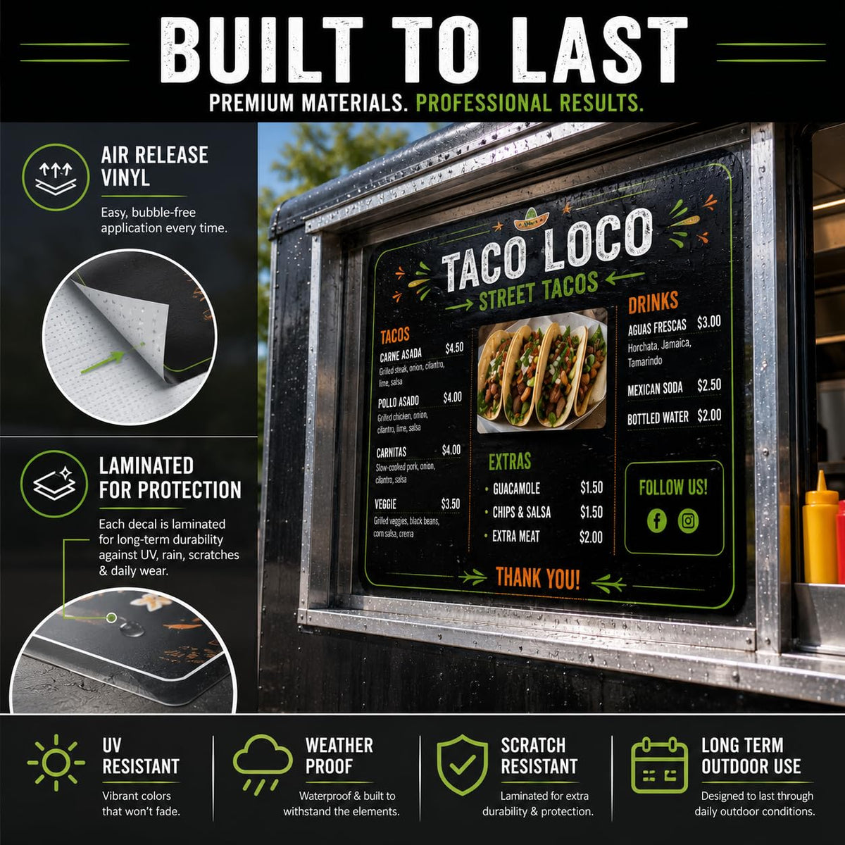 Custom Food Truck Menu Decal