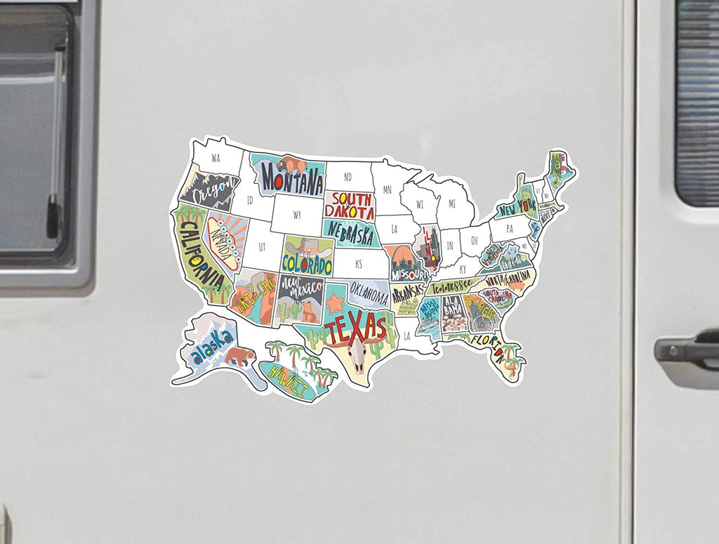 RV State Sticker Travel Map of the United States