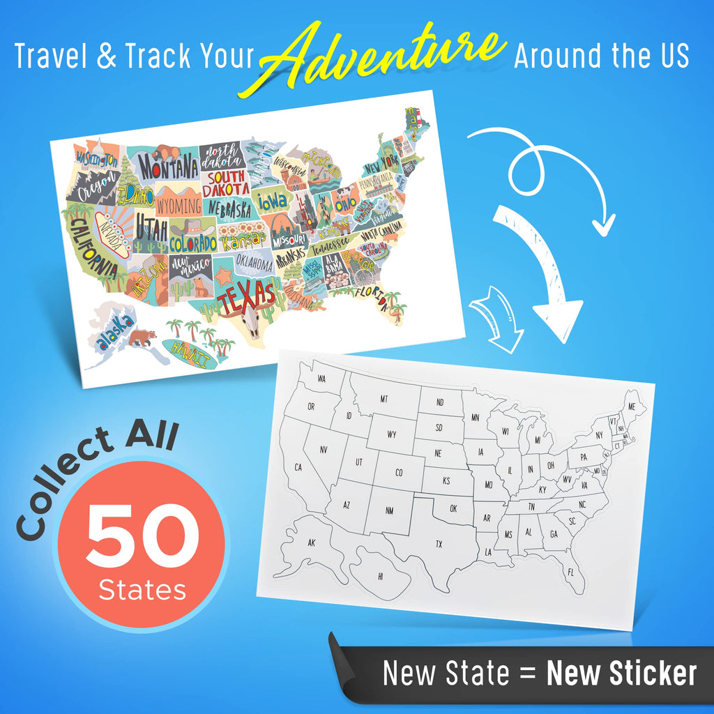 RV State Sticker Travel Map of the United States