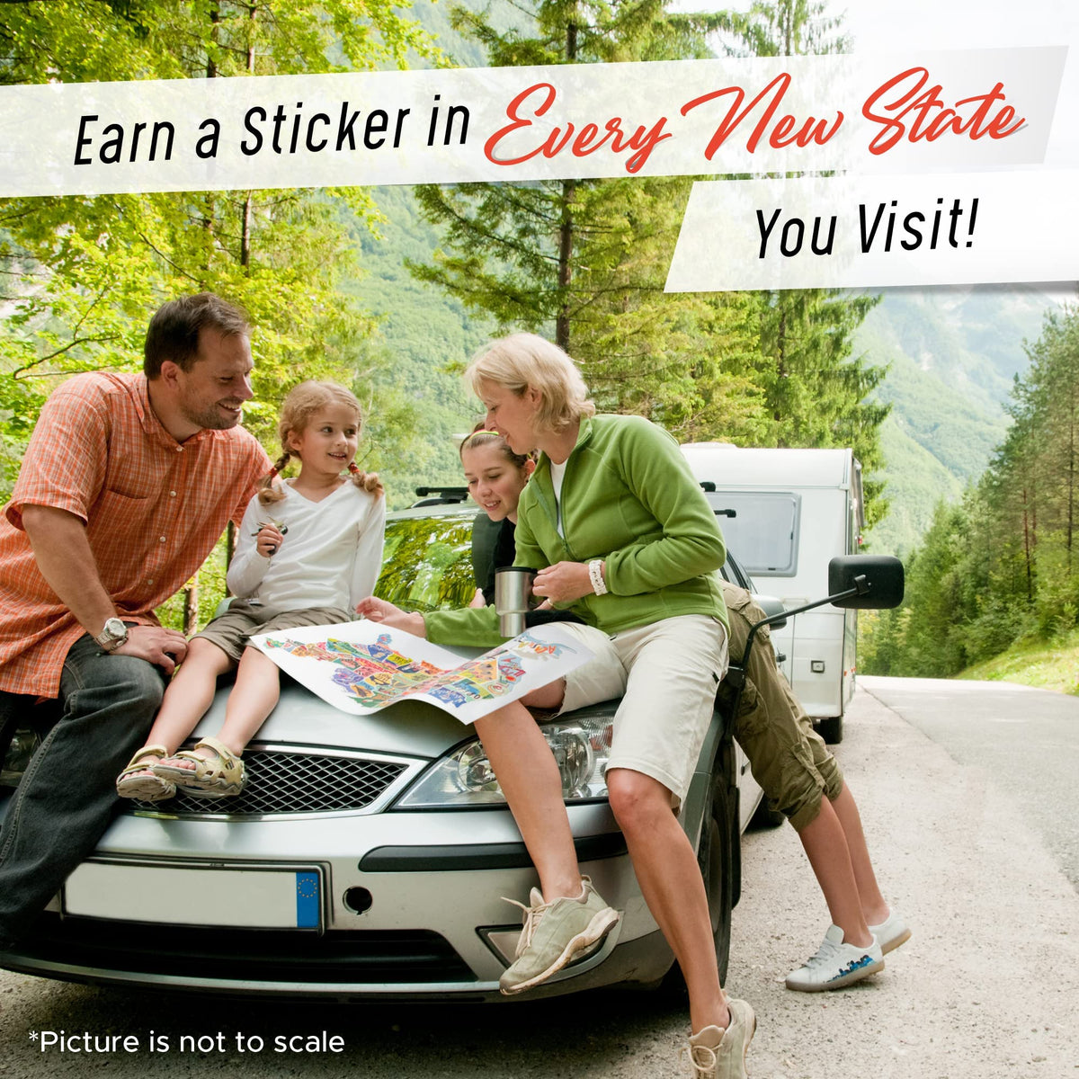 US States Map Travel Tracker Sticker Set