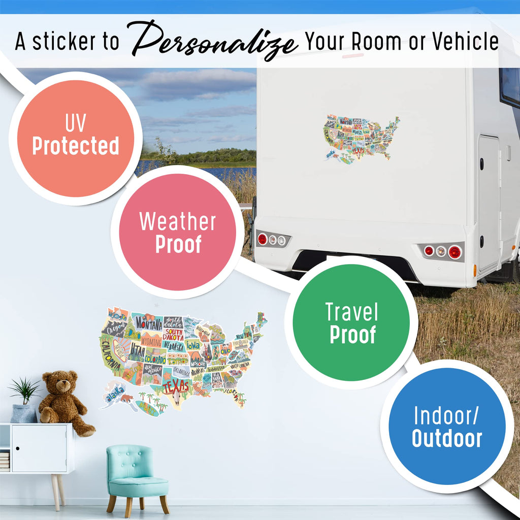 RV State Sticker Travel Map of the United States