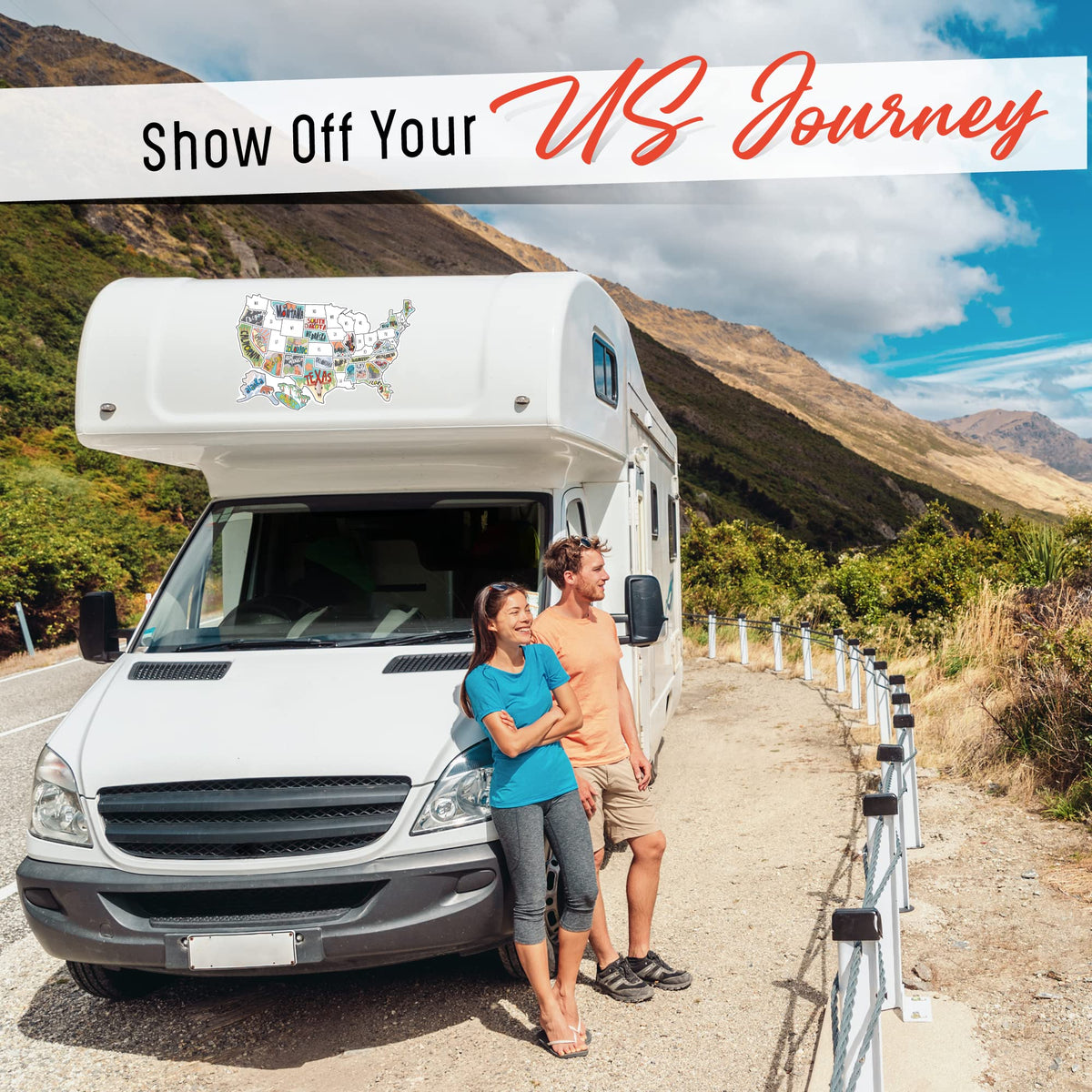 RV State Sticker Travel Map of the United States