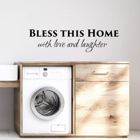 Bless This Home with Love and Laughter Wall Sticker 36 in  x 9 in - Fairwinds Designs