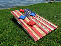 Distressed American Flag Cornhole Board Skin - Fairwinds Designs