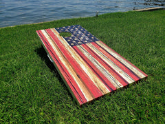 Distressed American Flag Cornhole Board Skin - Fairwinds Designs