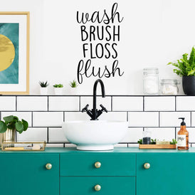 Wash Brush Floss Flush Wall Sticker 22 in x 12 in - Fairwinds Designs