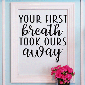 Your First Breath Took Ours Away Wall Sticker 22 in x 22 in - Fairwinds Designs
